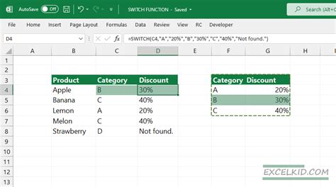 Switch Function in Excel 的图像结果