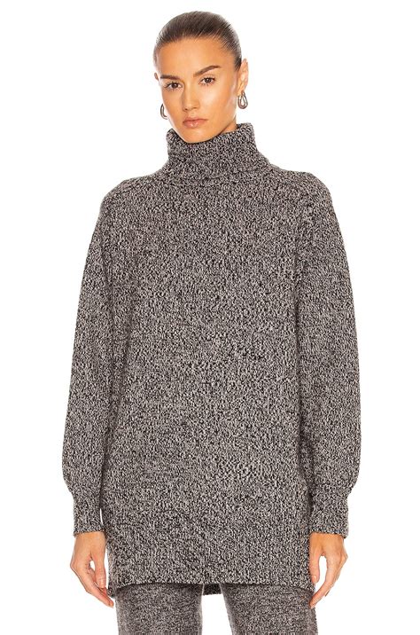 CO Split Hem Turtleneck Sweater in Black & Taupe Melange | FWRD