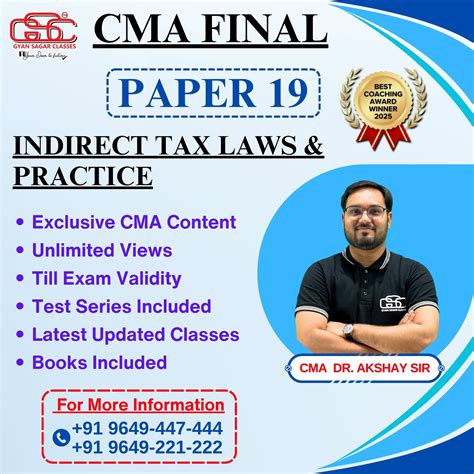CMA Final Indirect Tax Laws & Practice (ITLP) Online Classes - CMA Cart