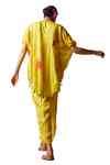 Buy Yellow Chiffon Sequins V-neck Floral Print Kaftan And Pant Set For ...
