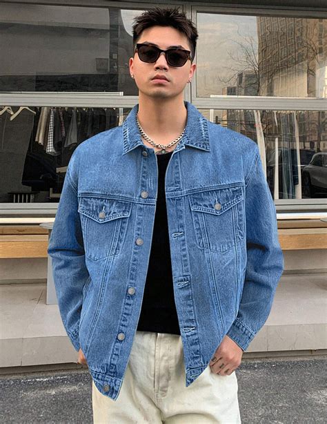 Men's Light Blue Solid Regular Fit Washed Full Sleeve Denim Jacket ...