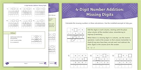 Image result for Missing Number 4 Digit Addition