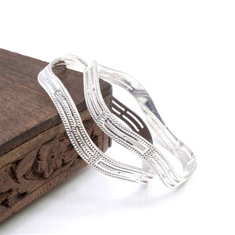 Indian Style Real Sterling Silver Women Bangles Bracelet (Kangan ...