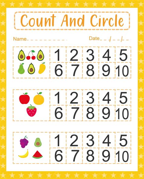 Pre-k Count and Circle Match начальный лист по математике для детей ...