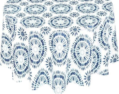 Newbridge Blue and White Circular Tie Dye 70 inch Round Flannel Backed ...
