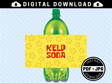 Kelp Soda 2 Litre Printable Bottle Labels INSTANT DOWNLOAD 2L ...