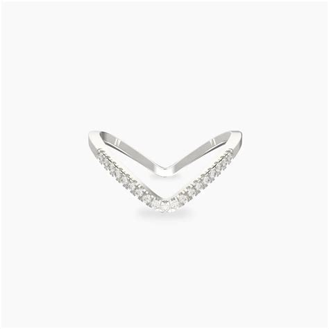 Silver-Plated V-Shaped CZ Ring for Women – Elegant Stackable Chevron ...