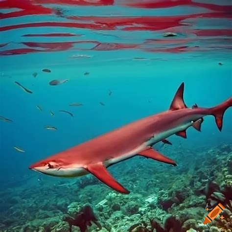 Red shark swimming in the ocean on Craiyon