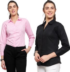 Blue Ronin Women Solid Formal Black, Pink Shirt - Buy Blue Ronin Women ...
