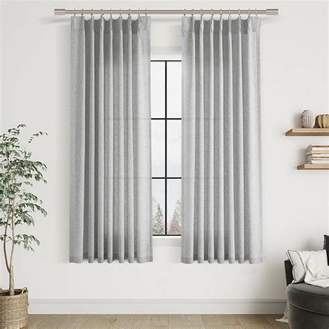 Amazon.com: Gray Pinch Pleated Linen Curtains 63 Inch Length for Dining ...