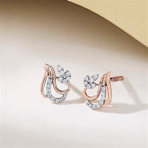 Flora Flame Rose Gold Stud Diamond Earring For Woman – PNG Jewellers