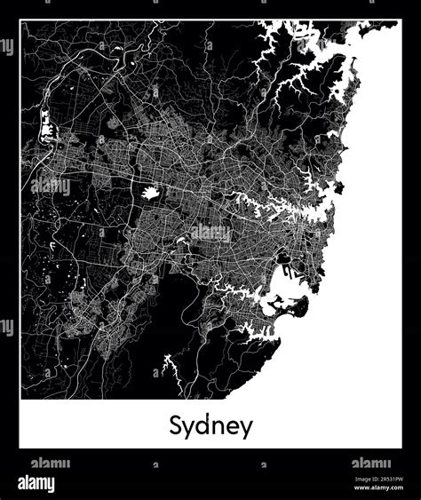 Minimal city map of Sydney ( Australia)Minimal city map of Sydney ( Australia Stock Vector Image ...