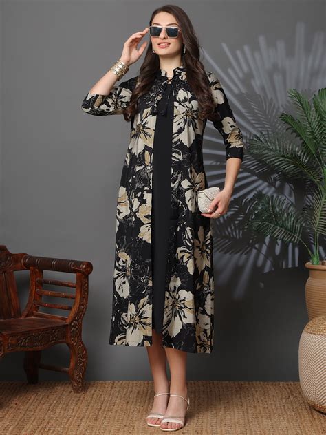 Dresses for Women – Black Chanderi Floral | Claura