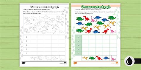 Dinosaur Count and Graph (teacher made) - Twinkl
