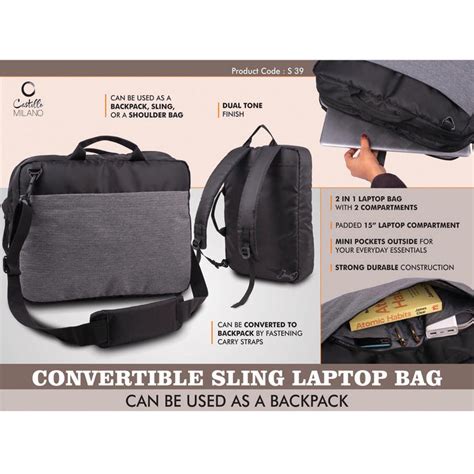 Convertible Sling Laptop Bag | Can be used as a backpack | Dual tone f ...