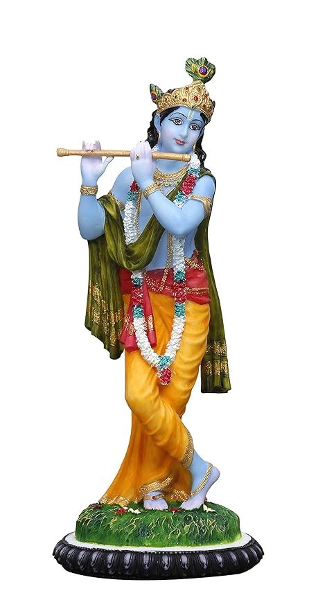Buy Sri Krishna Culture Big Standing Lord Krishna Murti Playing Flute ...