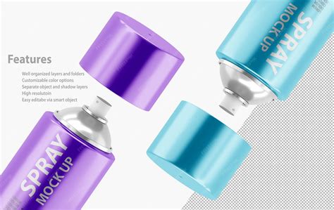 Premium PSD | Aerosol bottles with open lids spray cans of purple and ...