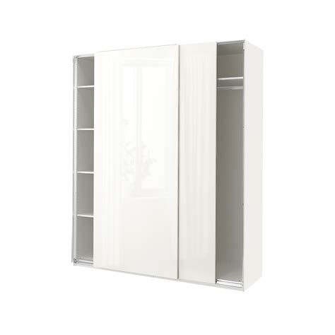 PAX / HASVIK wardrobe, white/high-gloss white, 200x66x236 cm (783 ...