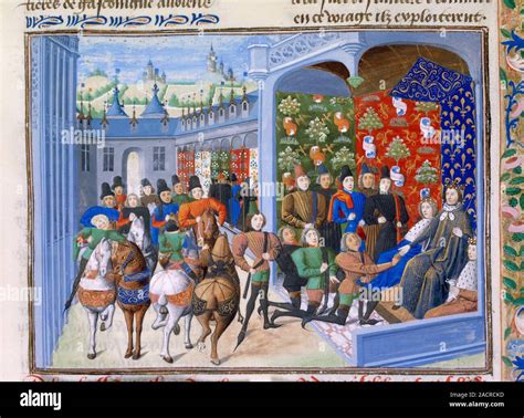 King Charles VI of France receives the English envoys. Image taken from ...