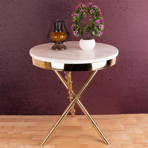 Buy Golden Ribbed Criss Cross Accent Side Table (Stainless Steel ...