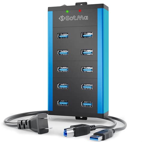 USB 3.0 Powered Hub - Multi-Safety 10-Port Hub 3.0 with Adapter ...