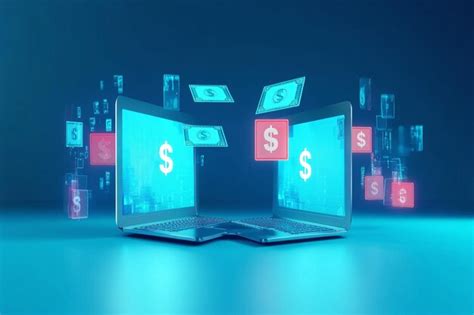 A laptop with money on the screen and the words dollar bills on the ...