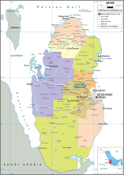 Large detailed administrative map of Qatar. Qatar large detailed administrative map | Vidiani ...