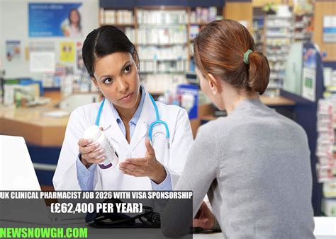 UK Clinical Pharmacist Job 2026 with Visa Sponsorship (£62,400 per year ...