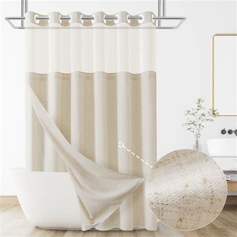 Amazon.com: Alta Living No Hook Fabric Shower Curtain with Snap-in ...
