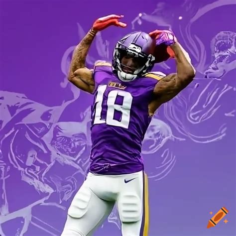 Nfl star justin jefferson making a one-handed touchdown catch on Craiyon