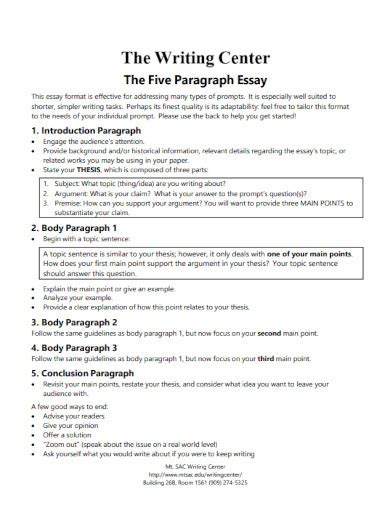 Image result for 5 Paragraph Essay Example