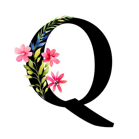 Free Transparent Floral Alphabet Illustration letter Q - PNG Basket