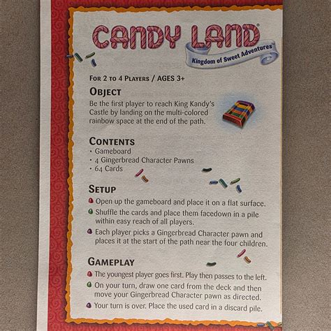 Candy Land Instructions - Replacement Rulebook - Game Goblin Supply
