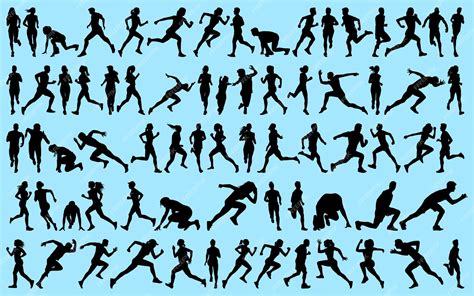 Premium Vector | Set of exercise or running silhouettes vector illustration