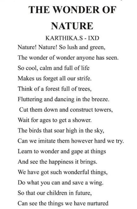 Write a SELF COMPOSED poem on 'Nature at its Best' in ENGLISH. - Brainly.in