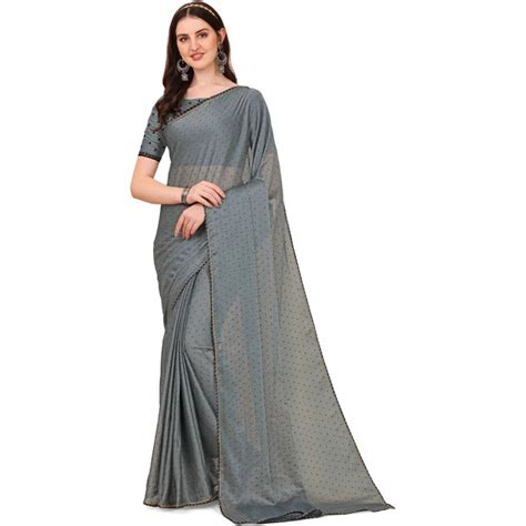 Incredible Silk Blend Embellished Saree With Blouse Piece – Jagstore.in