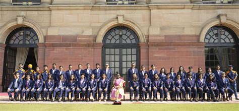 Indian women's cricket team presents President Murmu with signed jersey