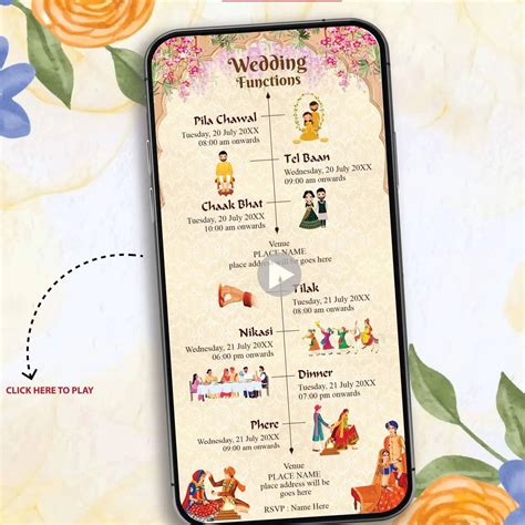 Wedding Itinerary Invitation Video | Multi-Event Schedule Card | VG-24 ...