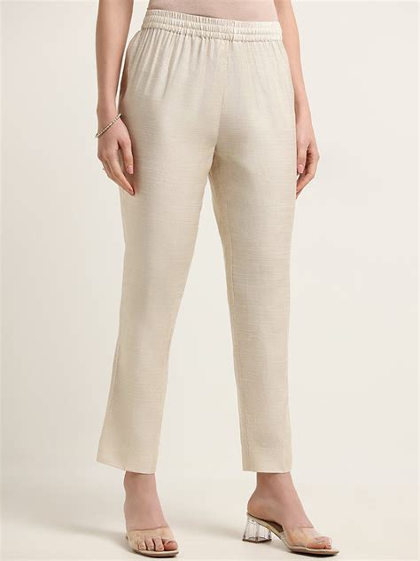 Buy Zuba Beige Mid Rise Straight Fit Pants from Westside