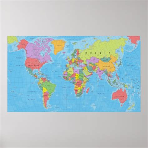 Detailed World Map Poster 的图像结果