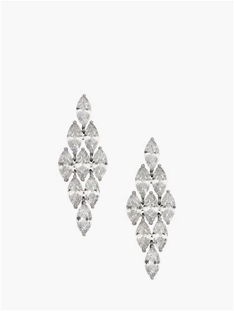 Jon Richard Cubic Zirconia Diamond Shape Statement Drop Earrings, Silver