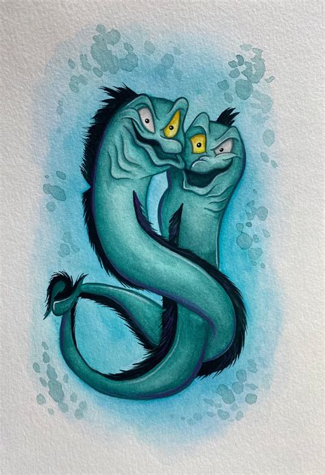 The Little Mermaid - Jetsam & Flotsam Eels - Watercolor Painting ...