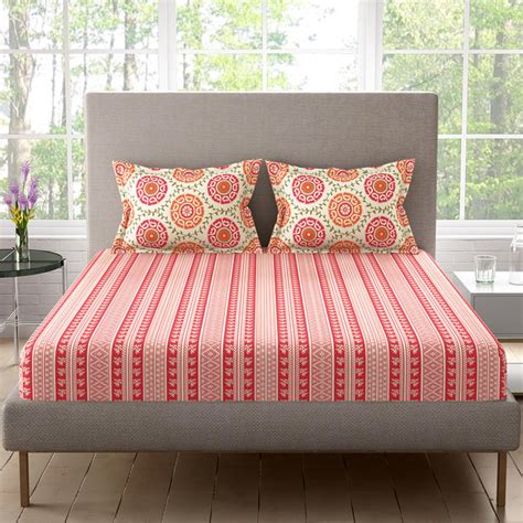 Buy PORTICO Galaxy Cotton 128TC Printed 3Pcs Queen Bedsheet Set from ...
