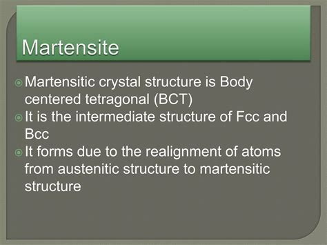 TTT diagram of eutectoid steel and martensitic transformation | PPTX