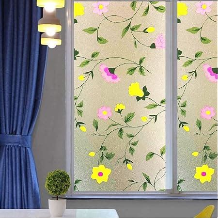 Buy CVANU Privacy Window Film Printed Yellow Flower Window Frosting ...