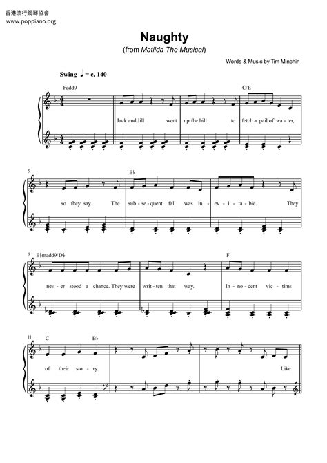 Matilda The Musical-Naughty Sheet Music pdf, -ナウティ 악보 - Free Score ...