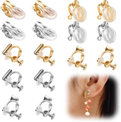 Amazon.com: 16 Pcs Flat Back Tray Earring Clips with Silicon Pads Clip ...