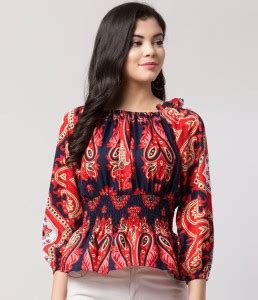Deshi Girl Casual Bishop Sleeve Printed Women Multicolor Top - Buy ...