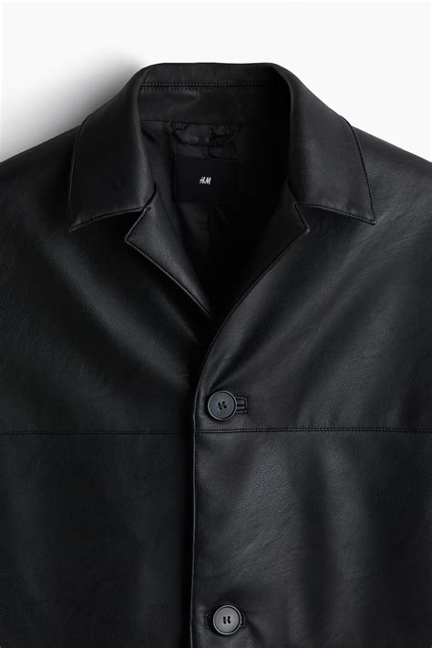 Regular Fit Coated shacket - Black - Men | H&M IN