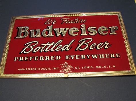 Vintage Glass BUDWEISER BEER SIGN in Fantastic Condition ANHEUSER BUSCH ...